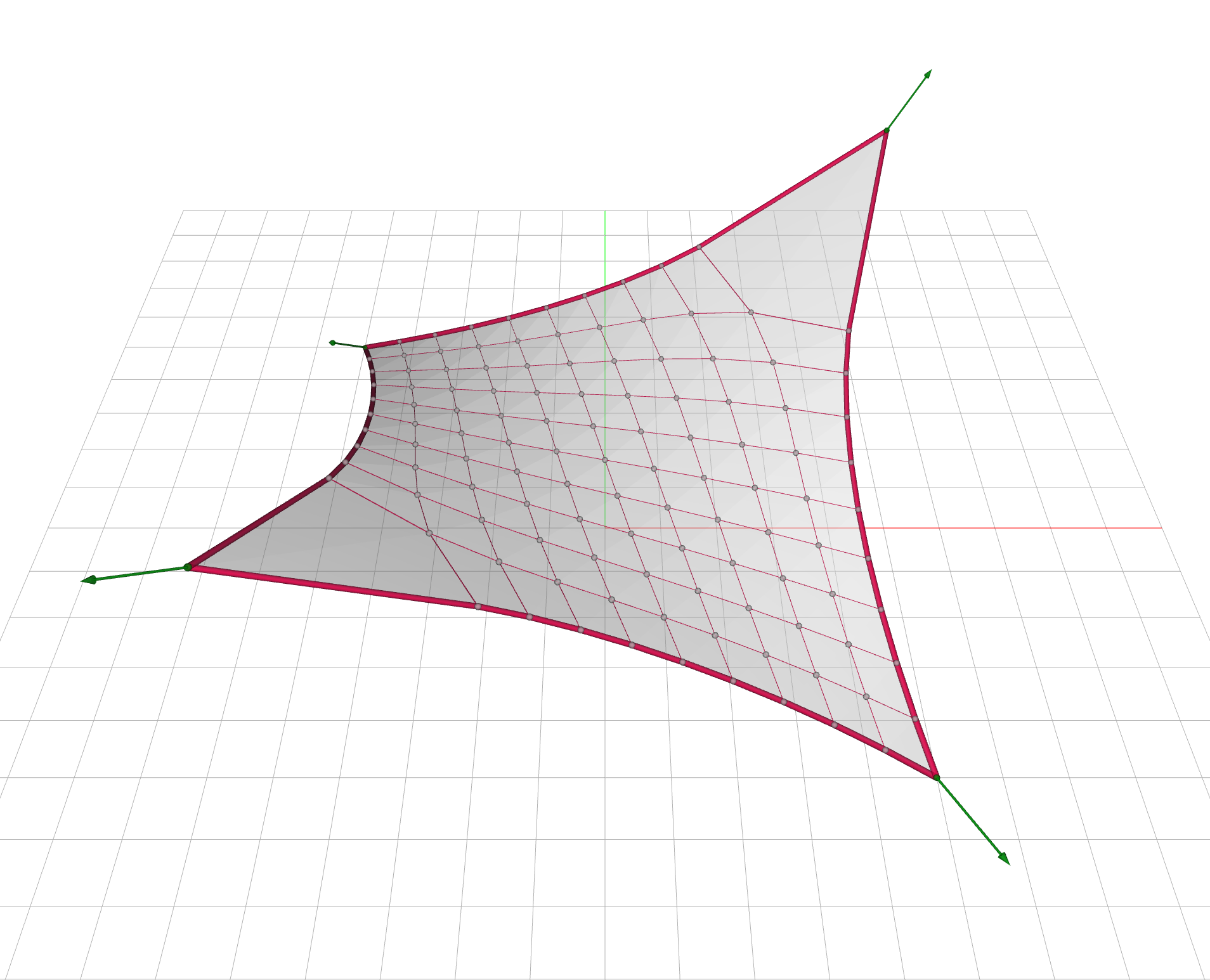 Cable-net, form-found from the initial force densities